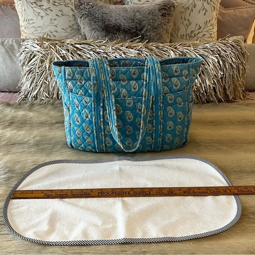Vintage VERA BRADLEY Bermuda Blue 2005 Baby Bag Green Paisley Changing Pad Y2K